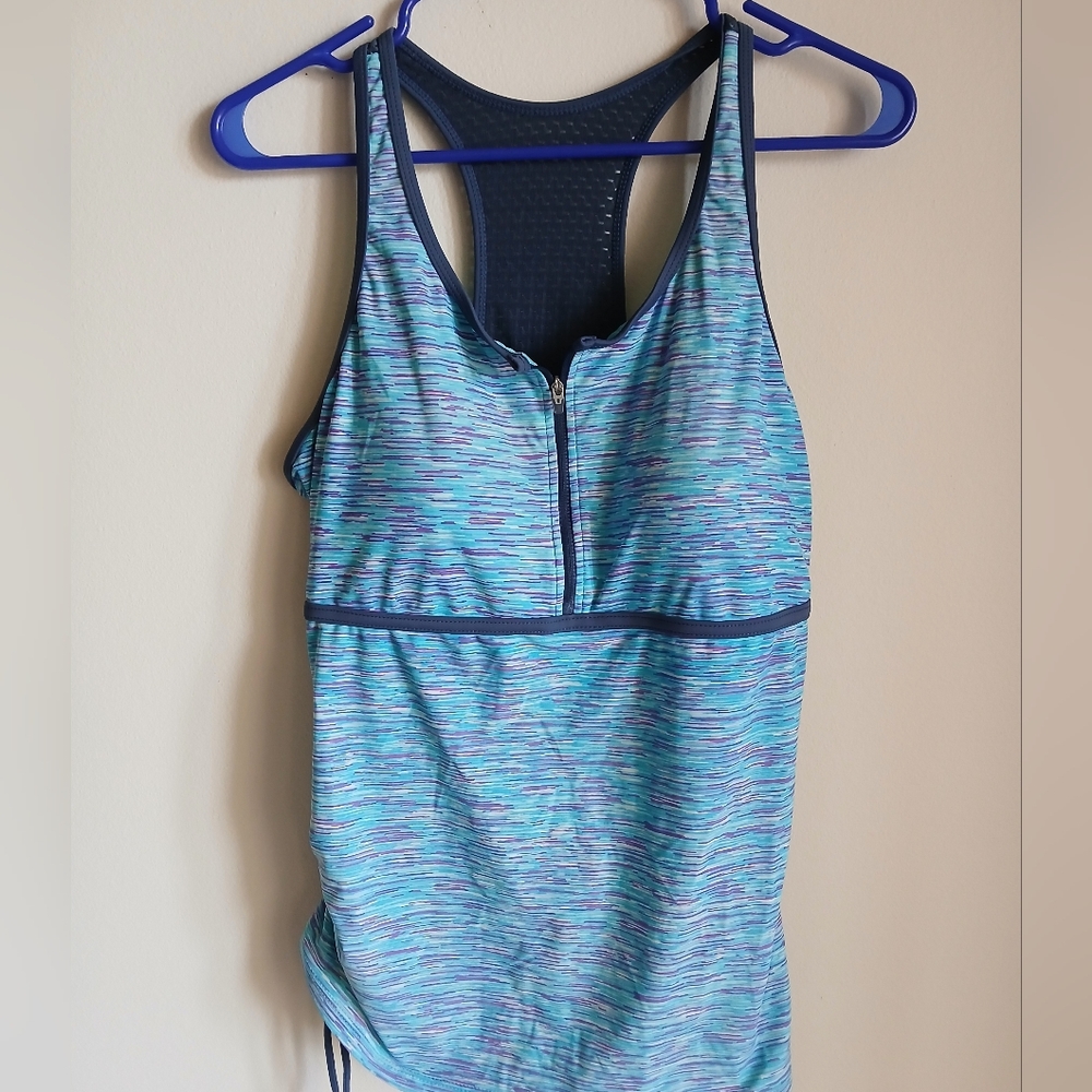 Free Country  Size XL Ruched Tie Sides Razor Back Top
